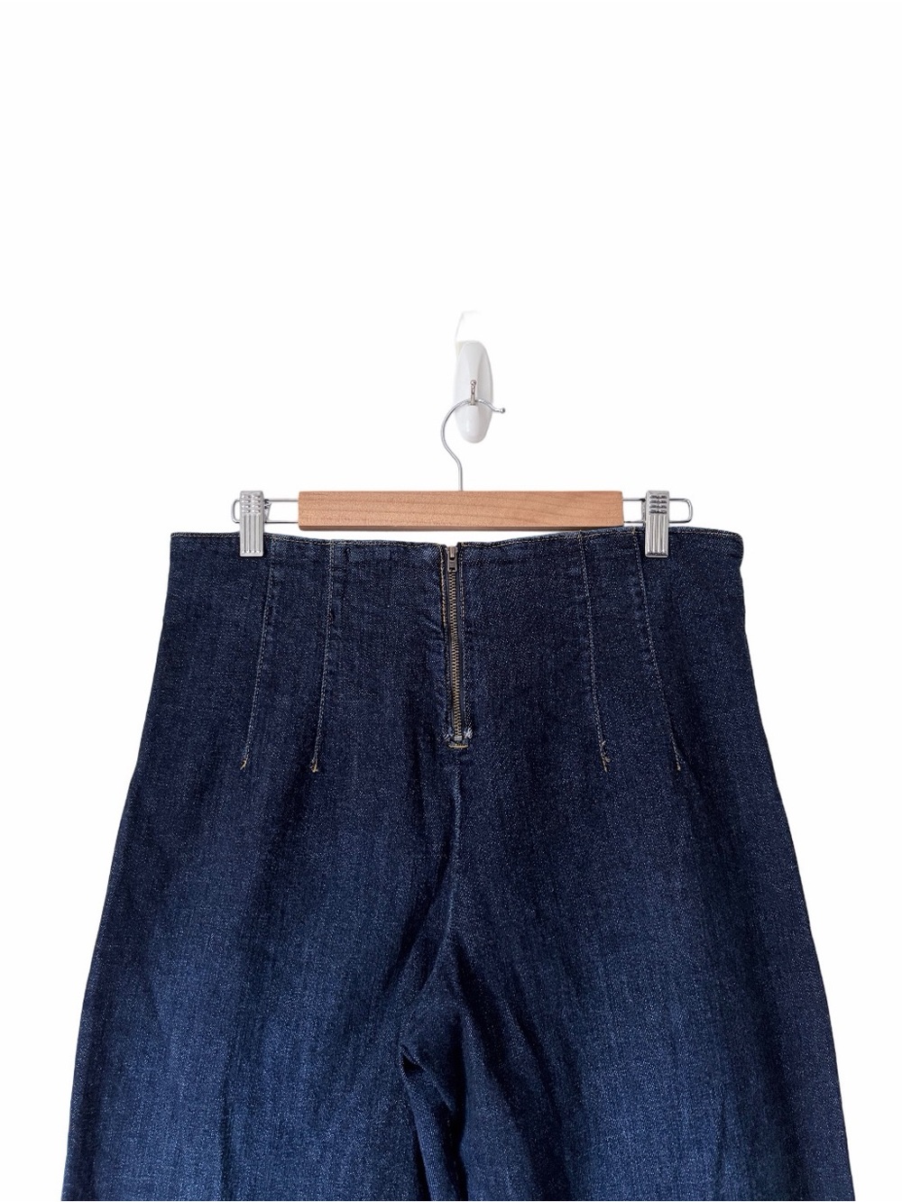 Maeve The Collette Anthropologie Ruffle Hem High Rise Wide Leg Crop Jeans 31 - Picture 5 of 8